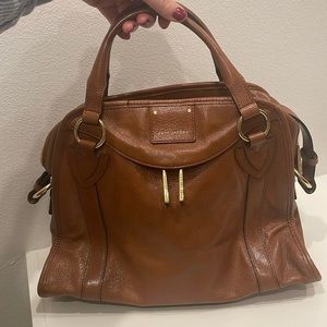 Marc Jacobs Brown Leather Wellington Fulton Satchel Bag Zip Pocket